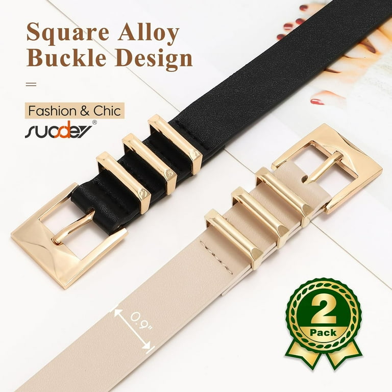 Women Leather Ratchet Belt For Jeans Pants With Automatic Gold