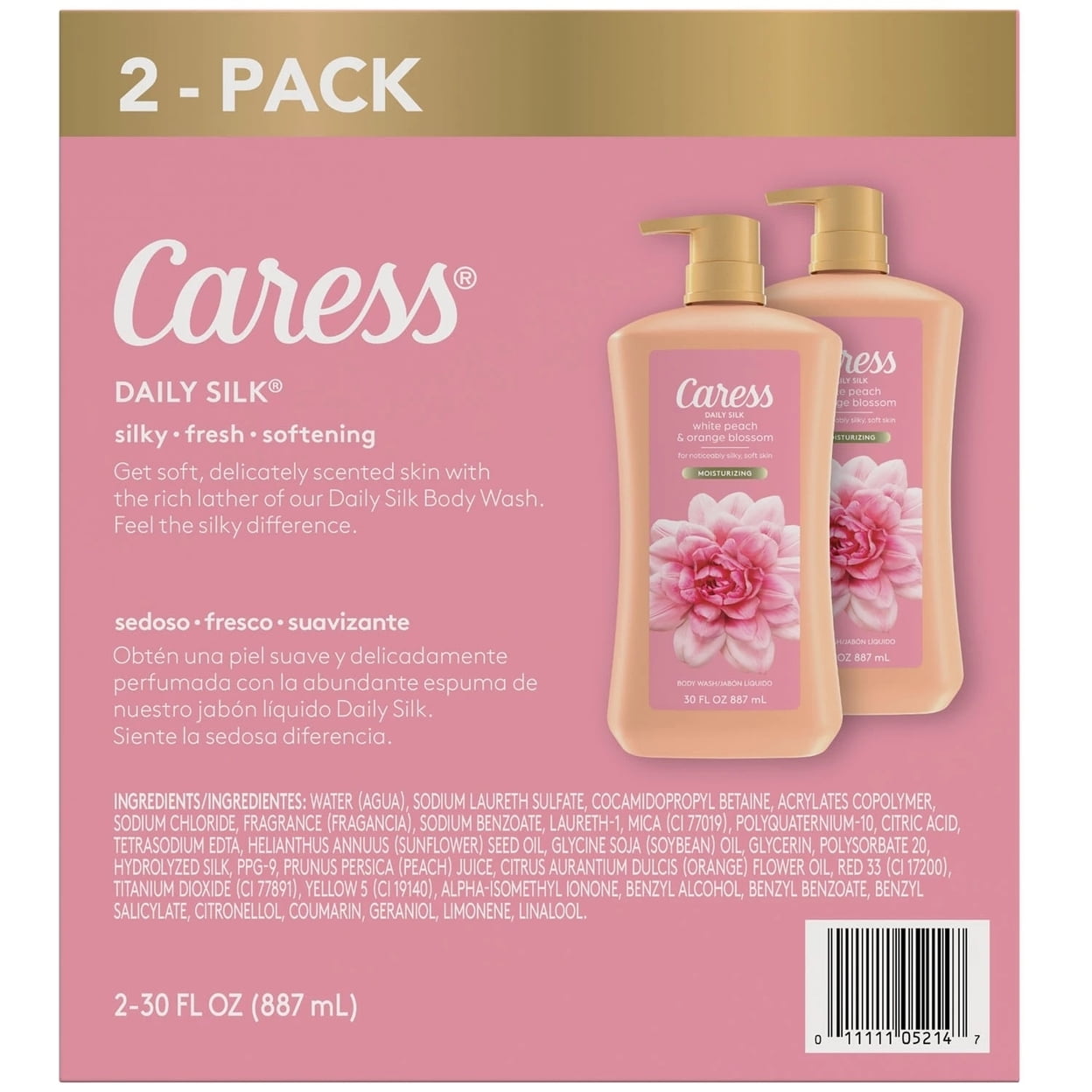 Caress Daily Silk Hydrating Body Wash Peach and Orange Blossom 30 Fl Oz (2 Pk)