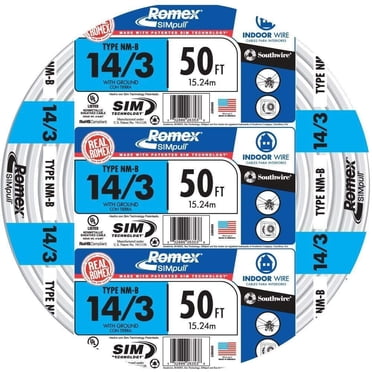 Southwire Romex 100' 14/3 with Ground Residential Indoor Electrical ...