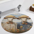 thumbnail image 4 of Farmhouse Highland Cow Funny Cattle And Flower Soft Bedroom Round Area Rug, Washable Cute Nursery Circle Throw Mat, Non-Slip Contemporary Small Low Pile Floor Carpet for Dorm Bedside, 4 of 7