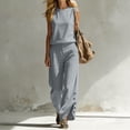 thumbnail image 4 of BRELIL Women Two Piece Sets Summer Casual Round Neck Sleeveless Tank Top Wide Leg Pants Matching Outfits Solid Boho Vacation Travel Loose Lounge Loungewear, Gray 2XL, 4 of 7