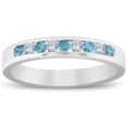 thumbnail image 1 of Bague de Mariage Diamant Bleu & Blanc 1/4ct Or Blanc 14K, 1 of 4