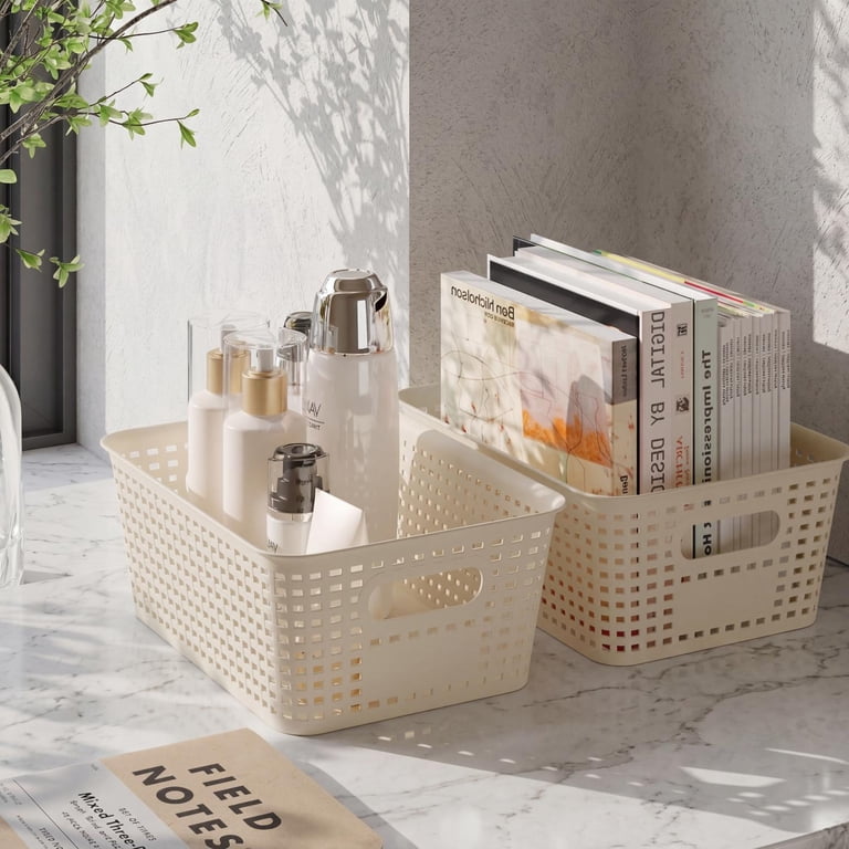 AMBLER Plastic Storage Bins with Lids, Cream White (Set of 6) photo 3