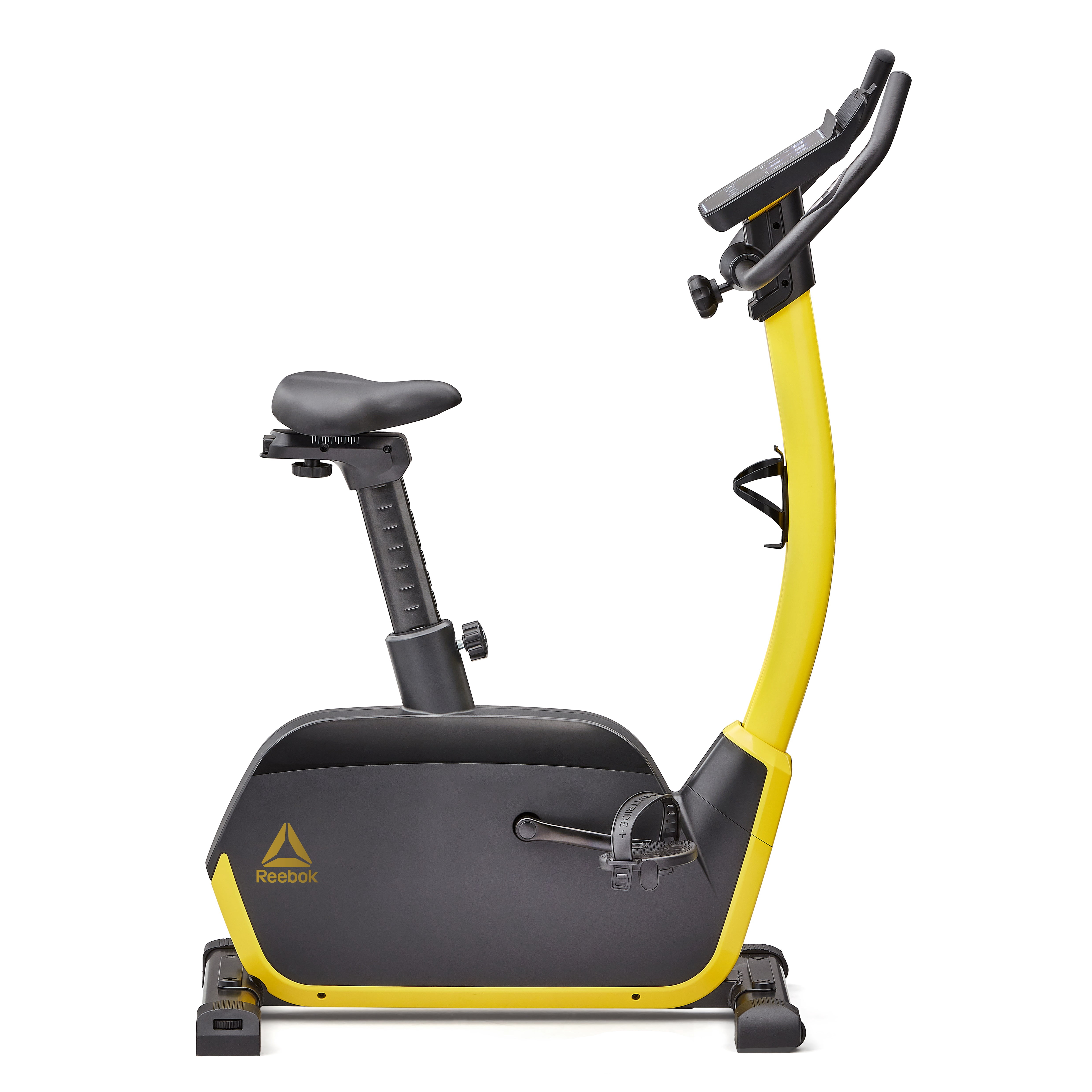 Reebok Fitness Delta FR30 Exercise Bike, Yellow, Indoor Upright Stationary Cycling, Cardio Exercise, bluetooth, 32 electronic resistance levels
