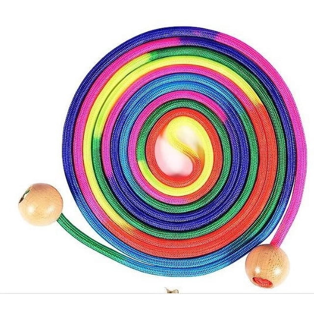 Kids Rainbow Group Jump Rope 5M, Long Skipping Rope with Anti-Slip Handles for School Outdoor Play