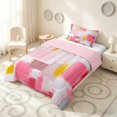 thumbnail image 2 of Manfei Abstract Brushstroke Twin Comforter Sets, Pink Yellow Plaid Bedding Set, Pink Yellow, Pink Reversible 2pcs, 1 Comforter and 1 Pillowcase, 2 of 6