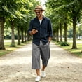 thumbnail image 6 of Men's Baggy Shorts Casual Drawstring Knee Length Baggy Sweat Shorts Loose-Fit Y2K Workout Shorts Big Pocket, 6 of 7