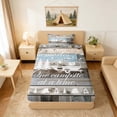 thumbnail image 4 of Erosebridal Gray Blue Wood Camper RV Print Twin Sheet Sets, Farmhouse Camping Bedding for Kids Boys and Girls, 1 Flat Sheet, 1 Fitted Sheet and 1 Pillowcase, 4 of 6