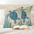 thumbnail image 3 of Teal Sea Turtle Coastal Outdoor Waterproof Pillow Covers, Vintage Summer Beach Seaweed Decorative Square Throw Pillowcase Sofa Cushion Sham for Patio/Couch/Chair, 16"x16" 2 Pack, 3 of 8