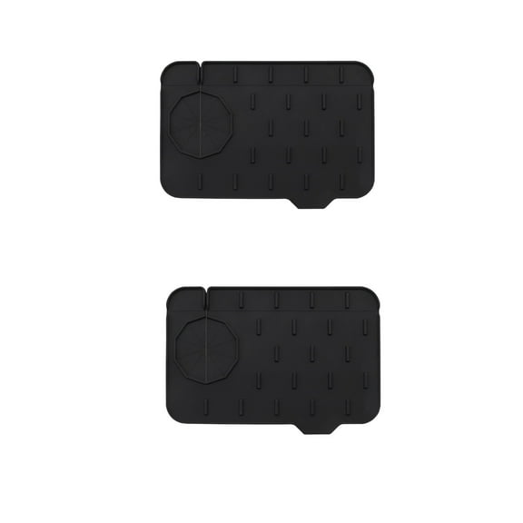 Tunhigl 2-Pack Double-Sided Kitchen & Bathroom Faucet Splash Guard - Waterproof Sink Protector Pad, Splashproof Mat for Dishes Washing Black