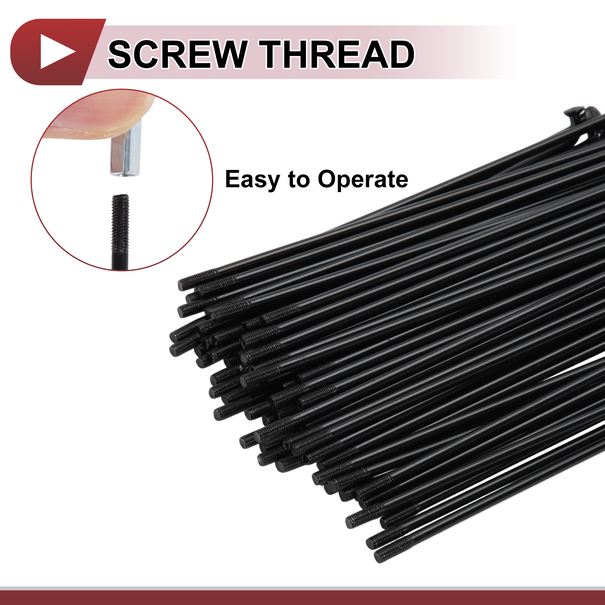 Unique Bargains 72Pcs 12G Bicycle Spokes Bike Wheel Spokes Carbon Steel Black 5"
