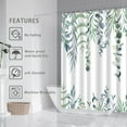 thumbnail image 4 of Eucalyptus Leaf Shower Curtain, Spring Sage Green Botanical Flower and Leaves Bathroom Decor Shower Curtain Sets with 12 Hooks 72x72 Inches, 4 of 6