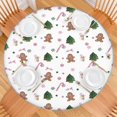 thumbnail image 2 of White Christmas Gingerbread Man Pattern Round Fitted Tablecloth with Elastic Edge,Dining Table Cover Waterproof,Outdoor Round Tablecloth for Camping,Dining,Indoor and Outdoor, 2 of 7
