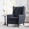 thumbnail image 4 of 27" Recliner Chair, Wide Manual Wing Chair with Nailhead Trim, Tufted Single Sofa Chair with Solid Wood Legs, Velvet Upholstered Reading Chair Lounge Chair for Living Room Bedroom Office, Black, 4 of 7