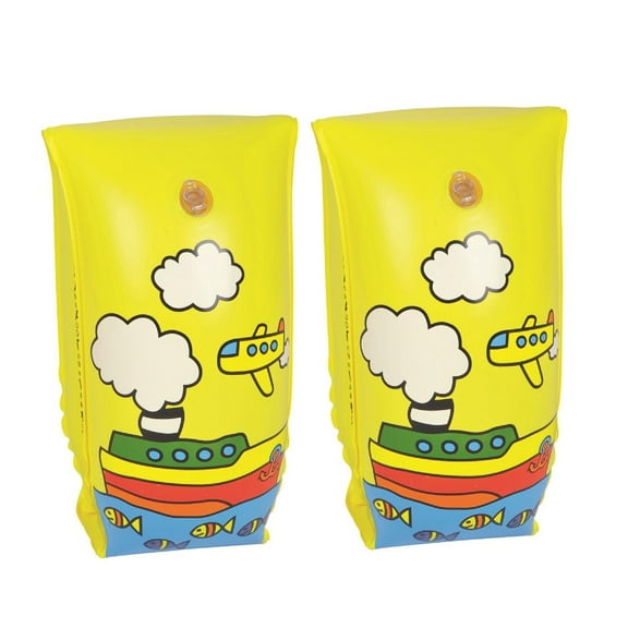 Pool Central 2pc Boat and Airplane Inflatable Children's Swimming Pool Arm Floats - Yellow/White -
