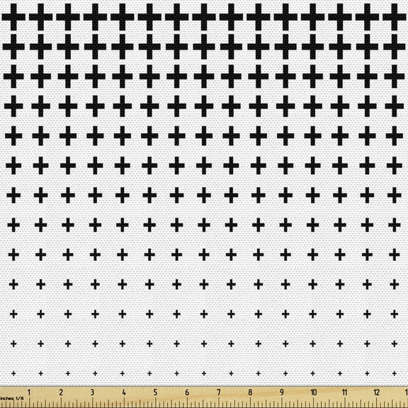 Abstract Fabric by the Yard, Continuing Signs Repeated in Minimal Style on a Plain Background, Decorative Upholstery Fabric for Chairs & Home Accents, Charcoal Grey and White by Ambesonne