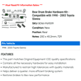 thumbnail image 2 of Rear Drum Brake Hardware Kit - Compatible with 1998 - 2003 Toyota Sienna 1999 2000 2001 2002, 2 of 2