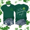 thumbnail image 4 of Uootdi Women's St Patrick's Day T-Shirt Lucky Irish Shamrock Clover Graphic Short Sleeve Crewneck Casual Tees Tops Gift, 4 of 7