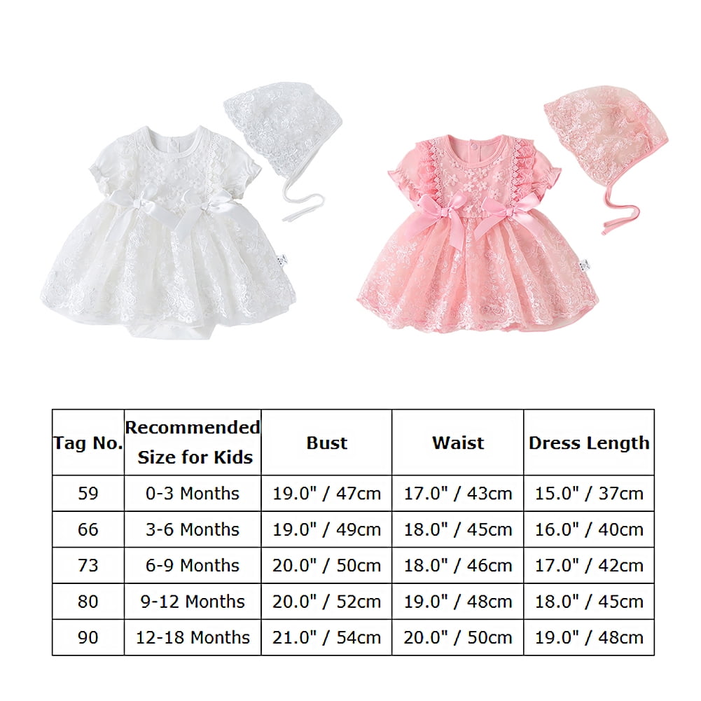 FYMNSI Toddler Girl Short Sleeve Summer Floral Tutu Dress Tulle Outfit Baby Baptism Christening Dresses with Hat 0-3 Months White