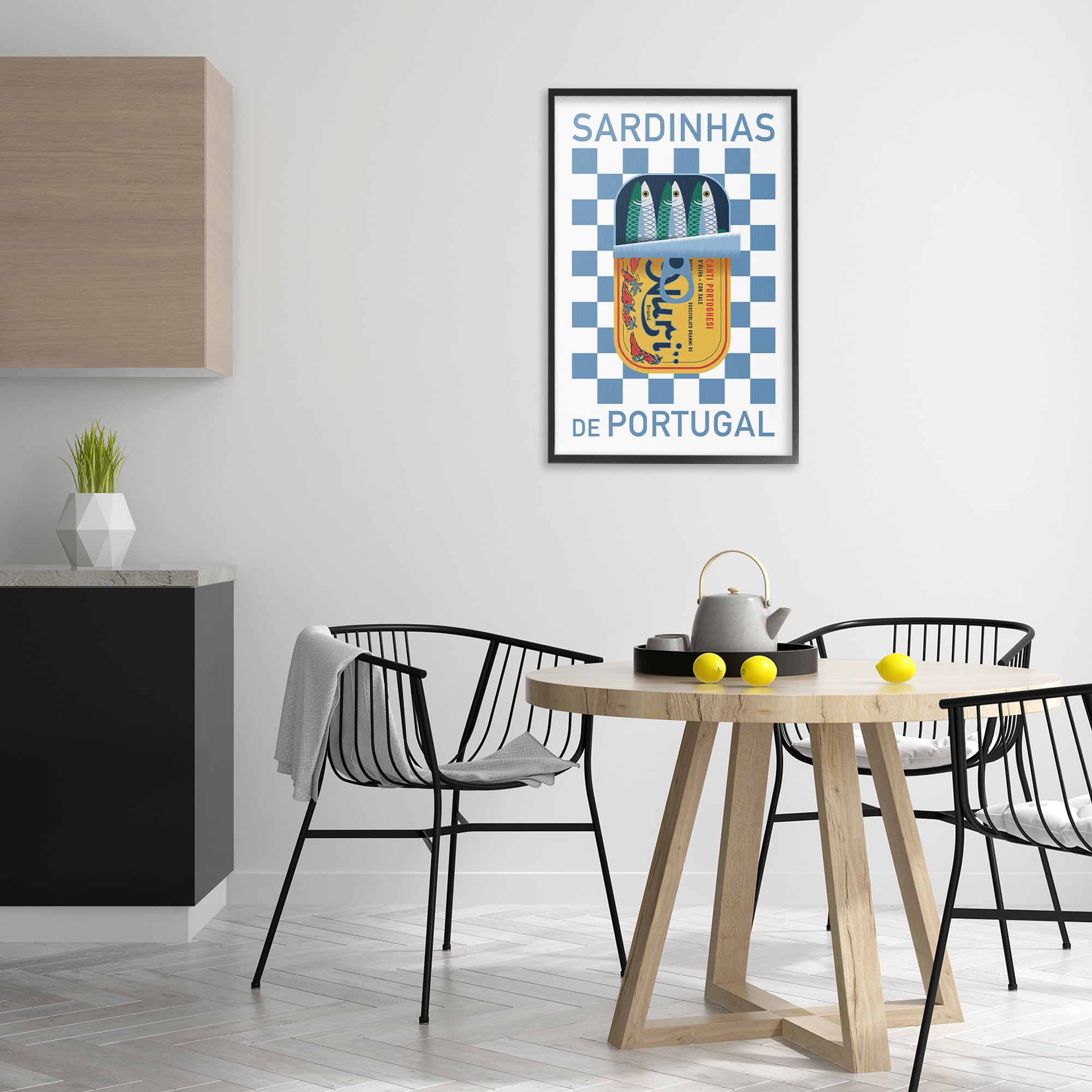 Stupell Industries Portuguese Sardines Can Food & Beverage Painting Black Framed Art Print Wall Art, 20 x 30