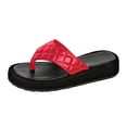thumbnail image 6 of Rokment Quilted Platform Flip Flops for Woman 2026 Beach Summer Trendy Casual Leather Chunky Flat Dress Slip on Comfortable Walking Backless Sandals Red Size 6, 6 of 7