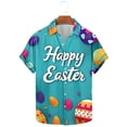 thumbnail image 2 of JURANMO Mens Easter Eggs 3D Print Shirts Casual Button Down Short Sleeve Blouse Summer Holiday Beach Tops White XL Today's Lightning Sales, 2 of 6