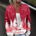thumbnail image 2 of Women's Fashion Christmas Printed Long Sleeve Knitted Cardigan Button Down Jacket for Holiday Casual Wear and Women's Outerwear with Festive Design,Hot Pink,2XL, 2 of 6