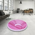 thumbnail image 4 of Ahgly Company Tapis d'Intérieur Rond Lavable en Machine Transitionnel Rose Fleur, 4 Pieds Rond, 4 of 7