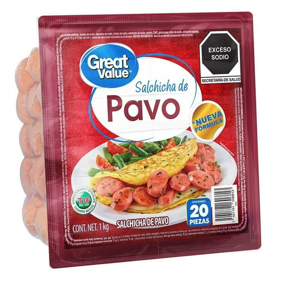 Salchicha de pavo Great Value 20 pzas en 1 kg