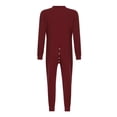 thumbnail image 5 of Men 's One Piece Pajamas Jumpsuit Thermal Sleepwear Long Sleeve Button Down Bodysuit Loungewear Home Nightwear, 5 of 6