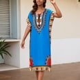 thumbnail image 2 of African Print Kaftan Dress Tunic, Long Maxi Plus Size Polyester Gown for Beach, Party, or Casual Wear, Women’s Kimono Nightdress, 2 of 4