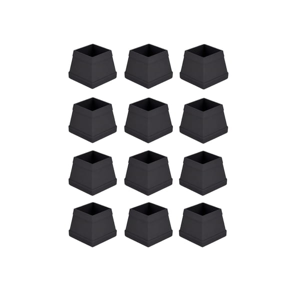 12 Pack Silicone Chair Leg Floor Protectors, Square Round Furniture Leg Caps for 1.2-1.8 Inch Legs, Noise Reduction Non Slip Pads Black