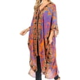 thumbnail image 3 of Sakkas Alvita Women's V Neck Beach Dress Top Caftan Cover up with Rhinestones - TRM94-Multi - One Size Regular, 3 of 5