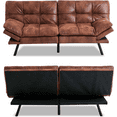 thumbnail image 4 of Convertible Armless Futon Sofa Bed,3" Memory Foam Modern Loveseat Couch,71" L Sleeper Sofa Bed,Small Splitback Modern Faux Leather Futon Sofa, 4 of 8