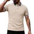 thumbnail image 2 of Ceisia Men's Regular Fit Contrast Trim Jacquard Short Sleeve Turndown Collar Casual Polo Shirt Gifts, 2 of 9