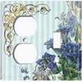 thumbnail image 4 of Metal Light Switch Plate Outlet Cover Elegant Blue Floral Striped Damask FLW069, 4 of 13