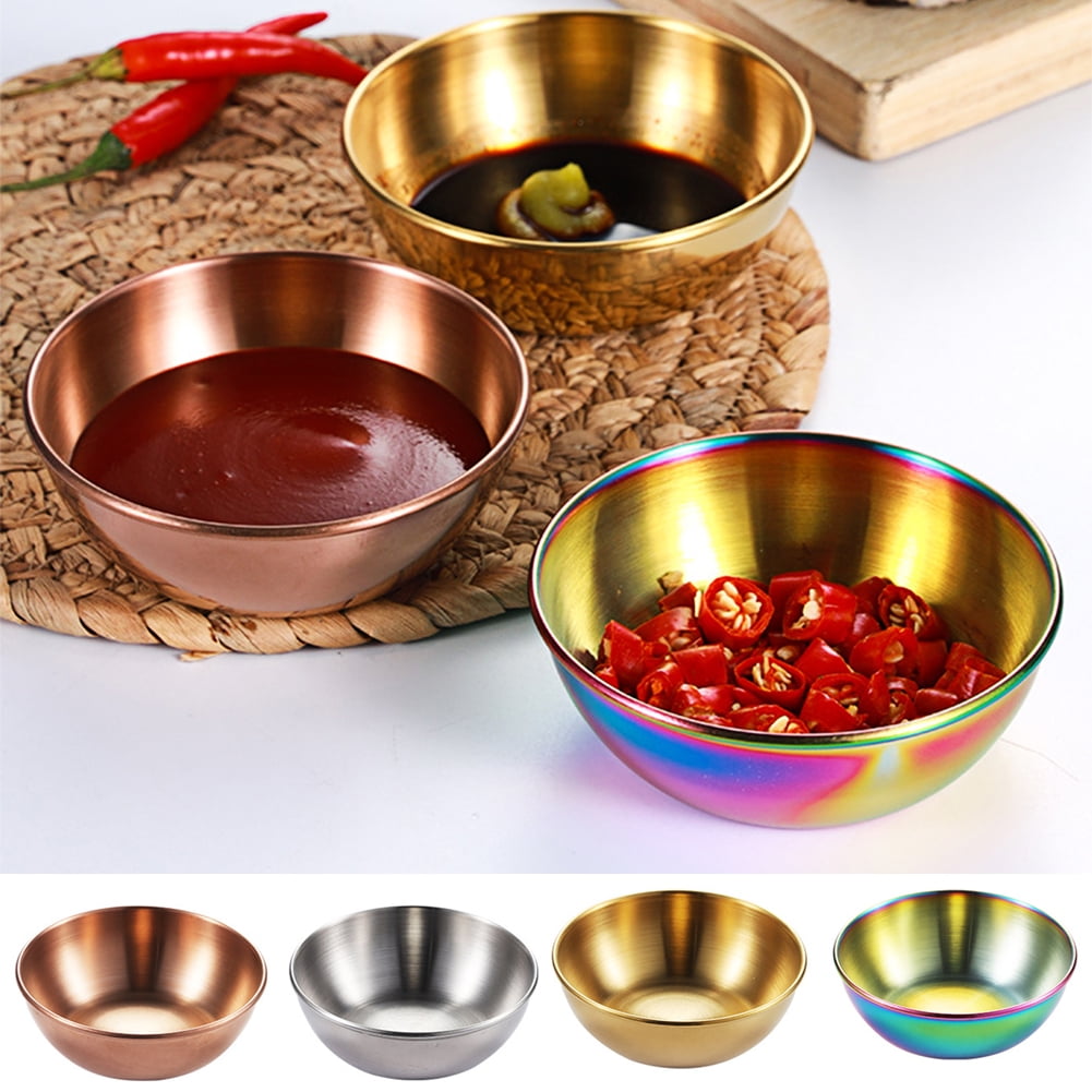 4Pcs 304 Stainless Steel Sauce Dishes Reusable Sauce Container Appetizer Dishes Sauce Cups Sushi Soy Dishes
