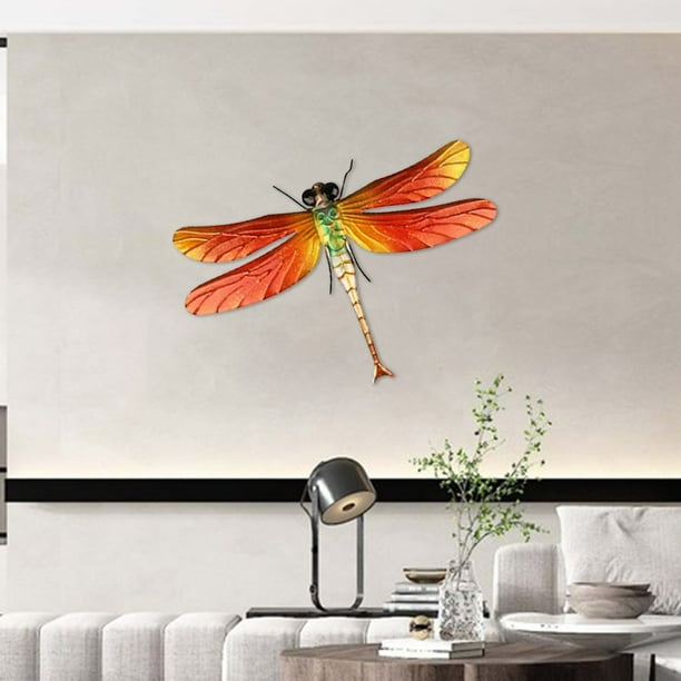 2 Piezas Decoración De Pared De Libélula En Metal - Colgantes Coloridos Para Jardín, Patio, Balcón O Interior, Hechas De Hierro