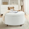 thumbnail image 2 of Classic 28-Inch Wide Button Tufted Round Storage Ottoman with Lift-Off Lid, 2 of 10