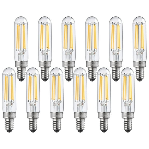 12 Pack T6 Candelabra Base Bulb, 4.5W(40W Equiv.), LED E12 Spiral Filament Bulb 2700K Soft White