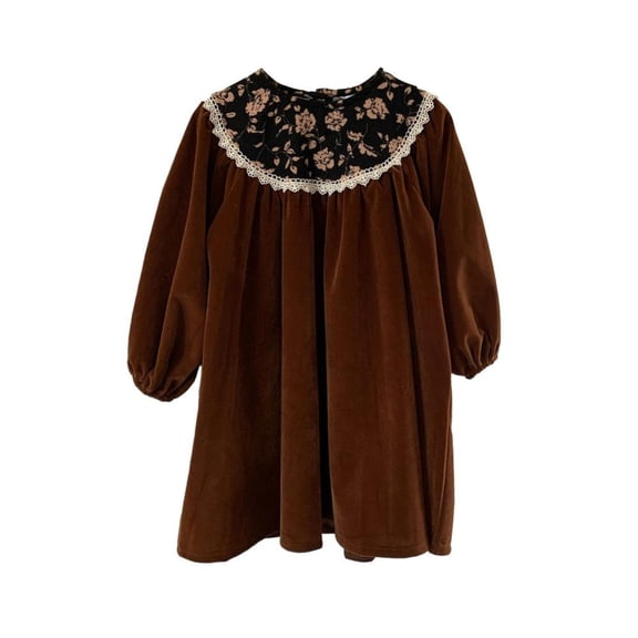 Esaierr Toddler Newborn Girls fall Winter Dress Baby Velvet Princess Dress,Toddler Puff Sleeve Leisure Dress