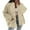Khaki, variant on Turilly Women's Solid Drop Shoulder Sleeve Long Sleeved Stand Collar Coats Loose Casual Button Jacket With Pockets