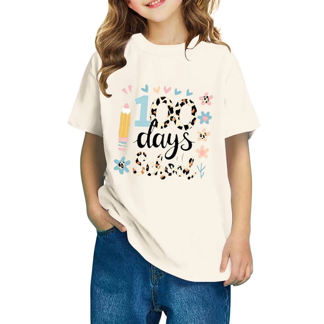 Fiudx Camiseta para Niños, Mezcla de Poliéster Suave, Cuello Redondo, Manga Corta, Cómoda, Uso Diario Informal, Estilo Niño/Niña, Lavado a Mano.