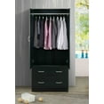 thumbnail image 3 of Hodedah Two Door Wardrobe with Two Drawers and Hanging Rod plus Mirror, Black, 3 of 6