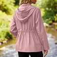 thumbnail image 4 of TEAJOPSUU Women's Zip Up Jackets with Flap Pockets Waterproof Collared Drawstring Waist Long Sleeve Jackets Outdoor Casual Hiking Daily Coats Pink, 4 of 6