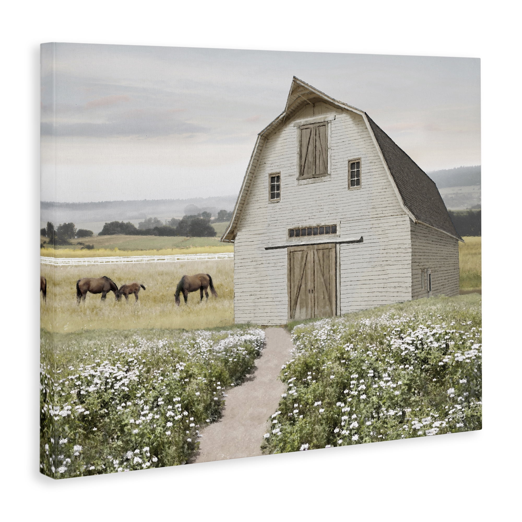 Stupell Industries Charming Path to Barn Landscape & Nature Painting Wrapped Canvas Art Print Wall Art, 30 x 24