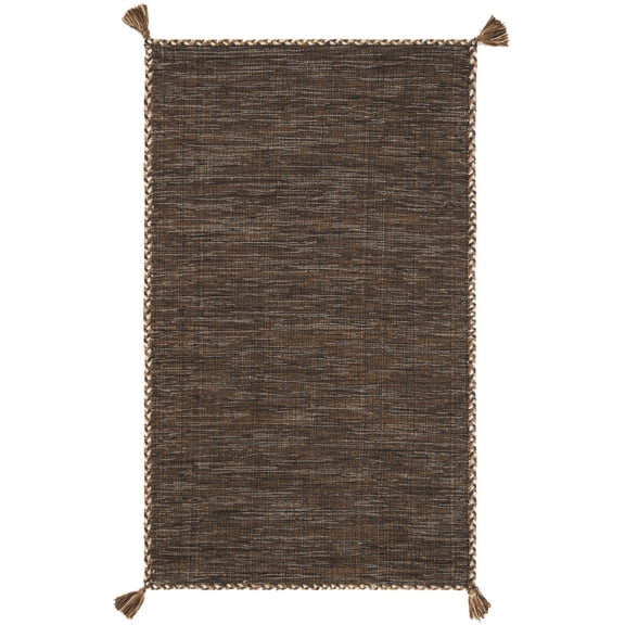 SAFAVIEH Montauk Bijar Solid Cotton Area Rug, Brown/Black, 2' x 3'