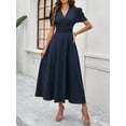thumbnail image 6 of Yesfashion Women's Summer V Neck Short Sleeve Maxi Dress Loose High Waist Flowy Long Beach Dress, 6 of 8