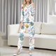thumbnail image 1 of RKSTN Women's Carnival Pajamas Sets Oversized Lapel Mardi Gras Print Button Long Sleeve Sleepwear T Shirt and Pjs Pant 2 Piece Matching Set Casual Turndown Plus Size Pajama and Pants Loungewear Set, 1 of 9