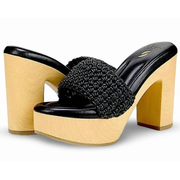 Sarto by Franco Sarto Wendy Women's Platform Sandal Black Raffia 8M